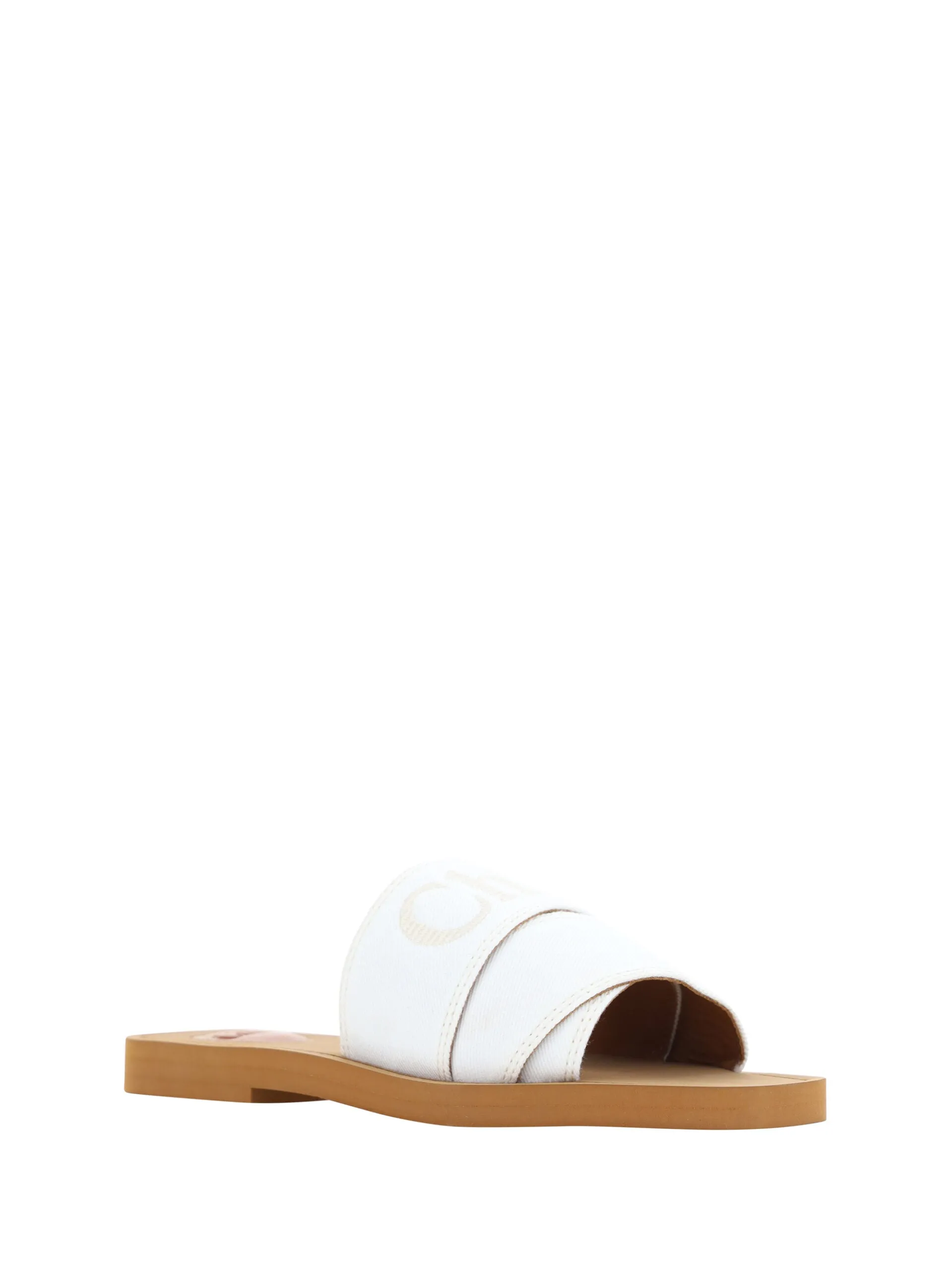 Chloé Elegant White Cotton Slide Women's Sandals