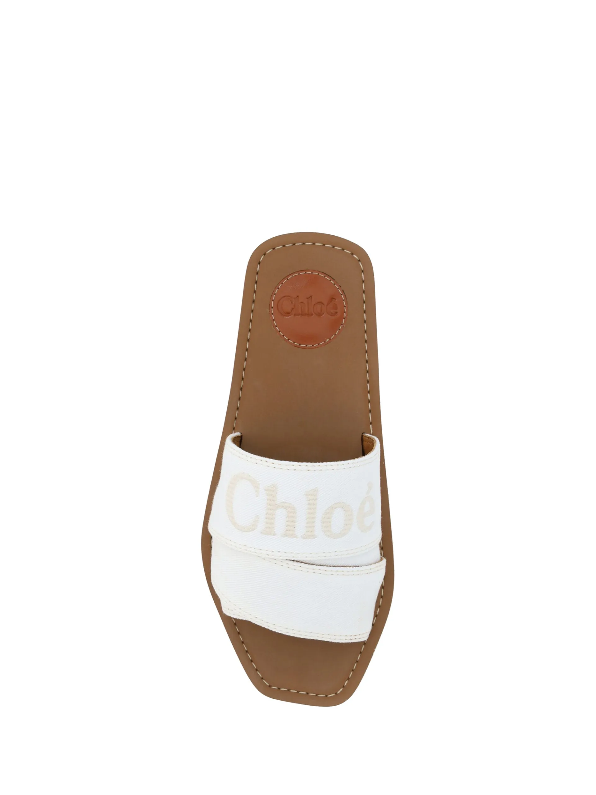 Chloé Elegant White Cotton Slide Women's Sandals