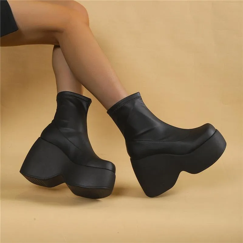 Chunky Black Block Platform Boots