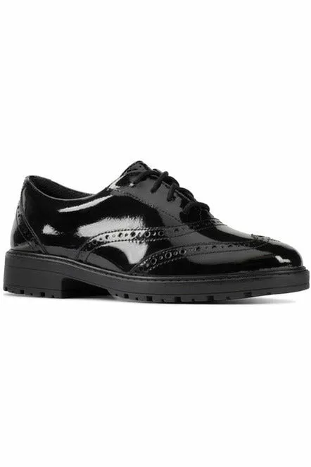 Clarks Loxham Brogue Youth black patent