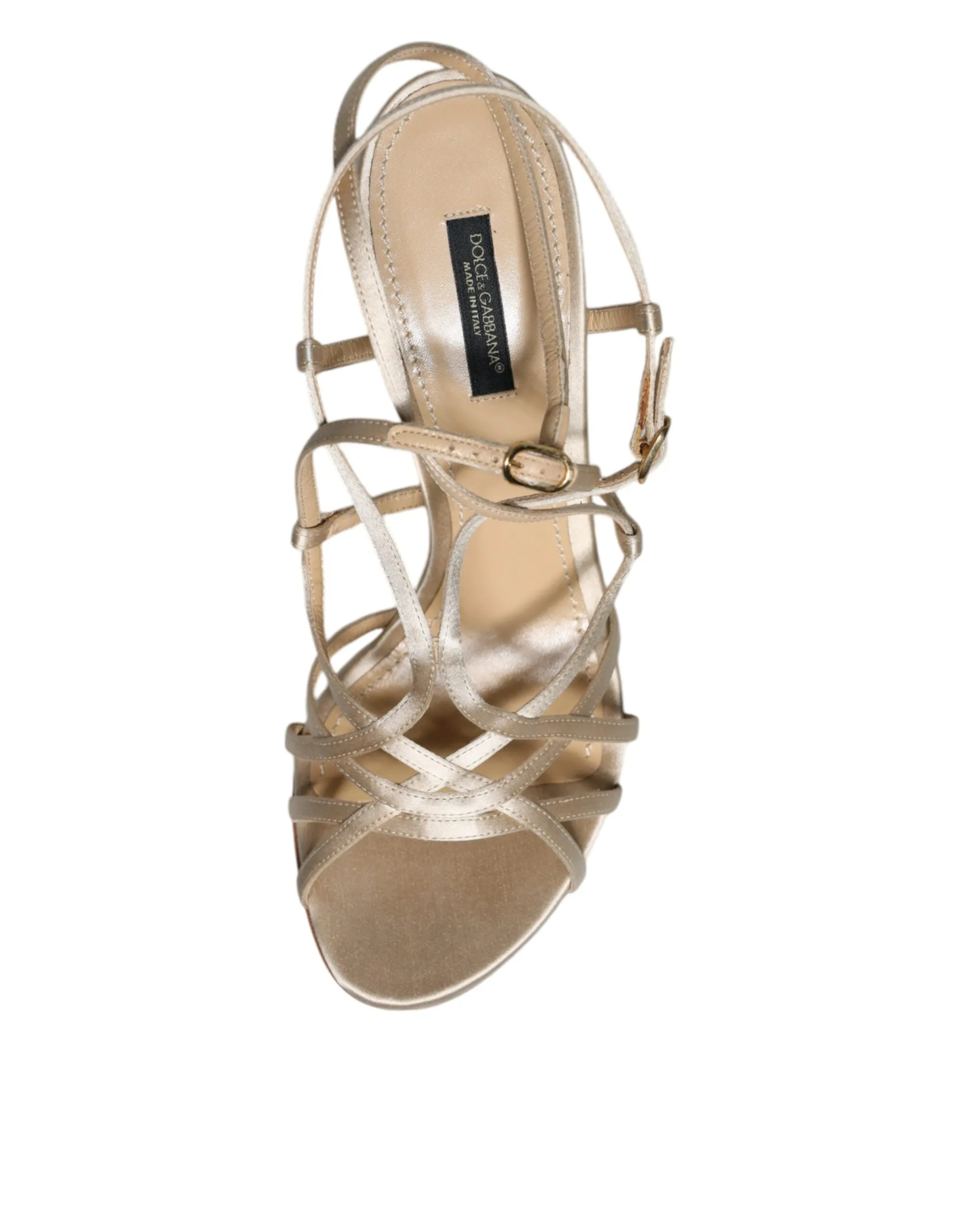 Dolce & Gabbana Beige Leather Stiletto Heels Sandals Women's Shoes