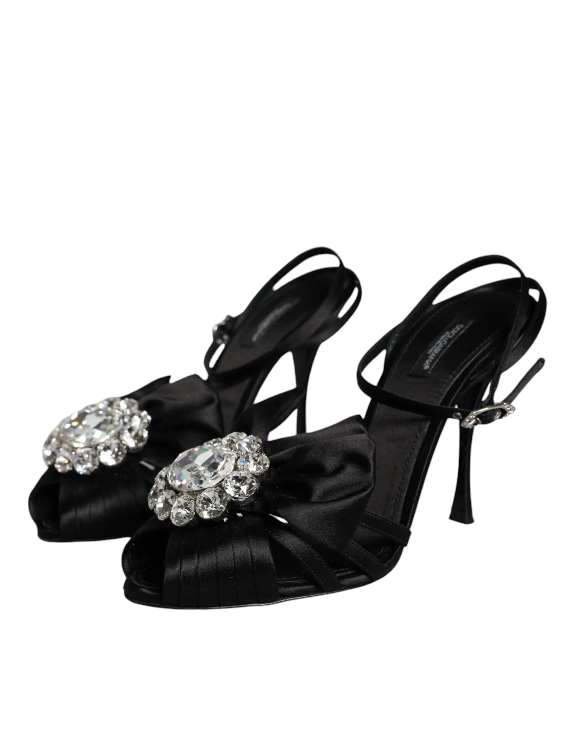 Dolce & Gabbana Black Crystal Ankle Strap Sandals Women's Shoes (Pre-Owned)