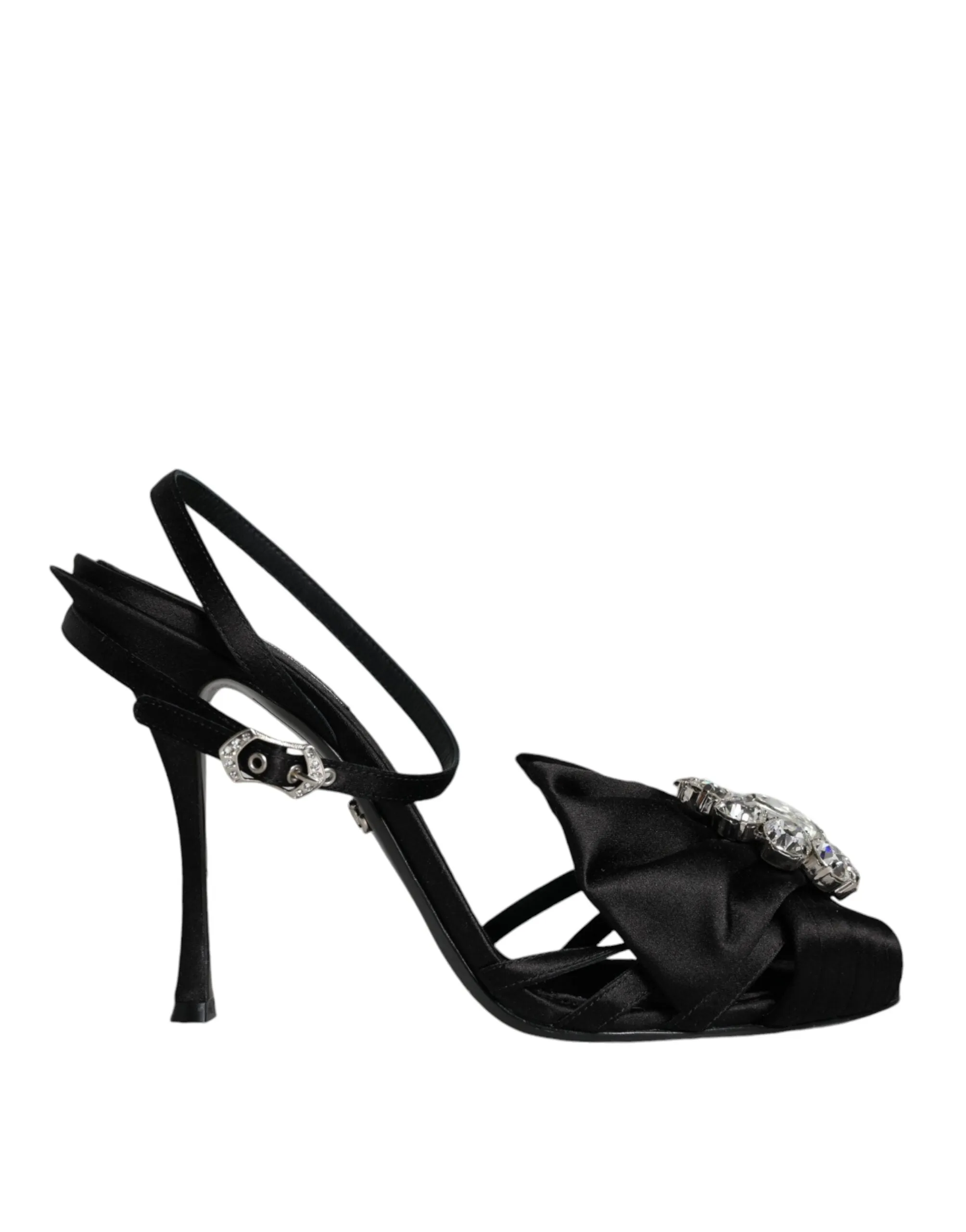 Dolce & Gabbana Black Crystal Ankle Strap Sandals Women's Shoes (Pre-Owned)