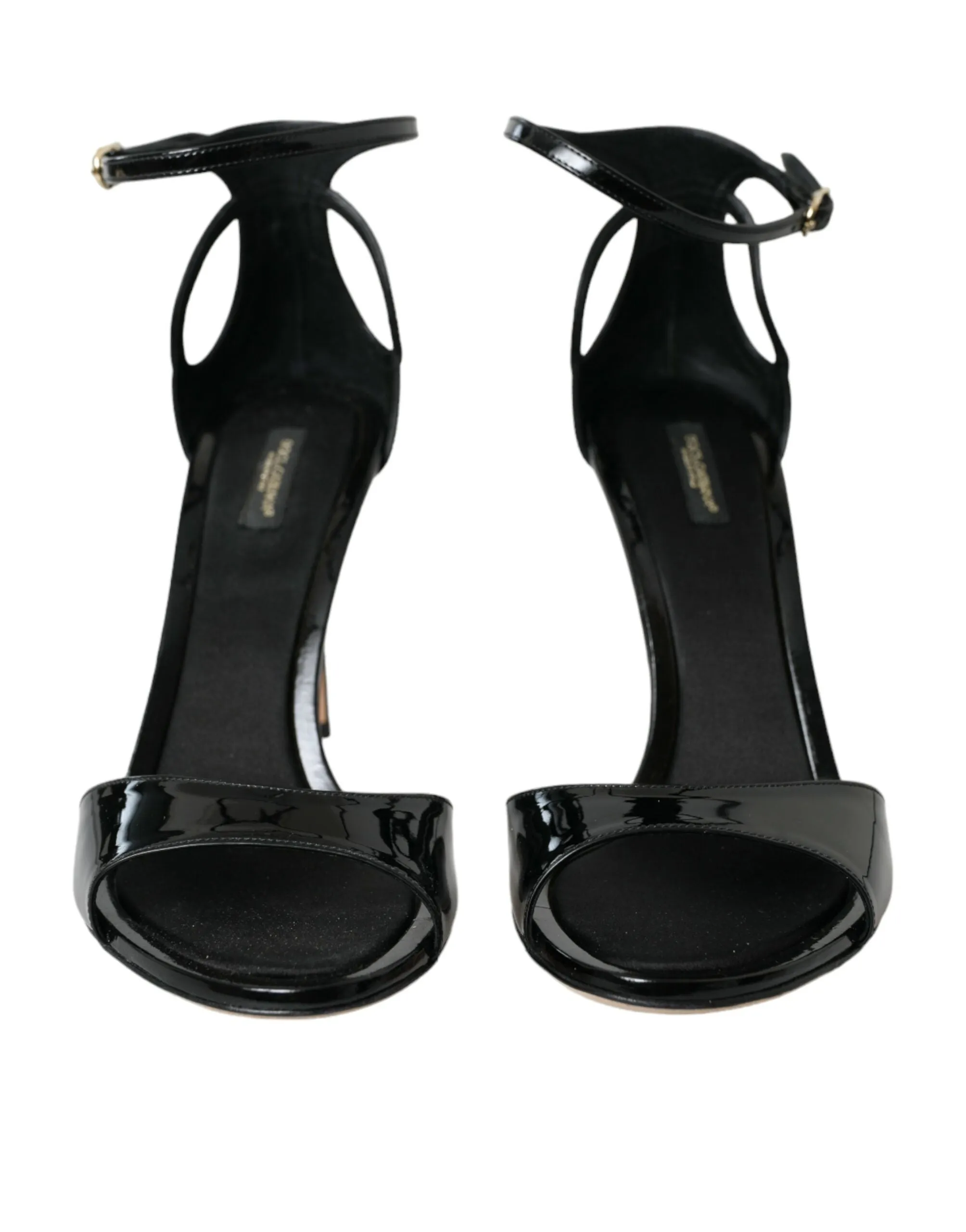 Dolce & Gabbana Black KEIRA Leather Heels Sandals Women's Shoes