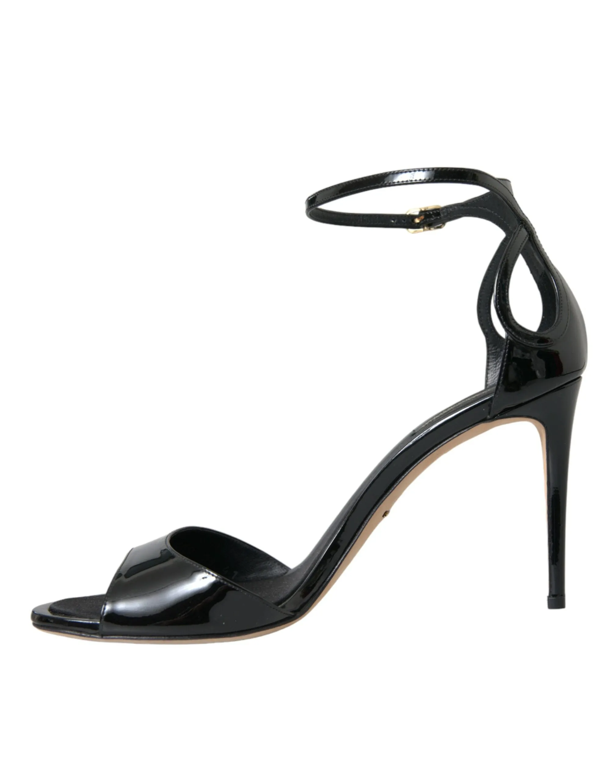 Dolce & Gabbana Black KEIRA Leather Heels Sandals Women's Shoes