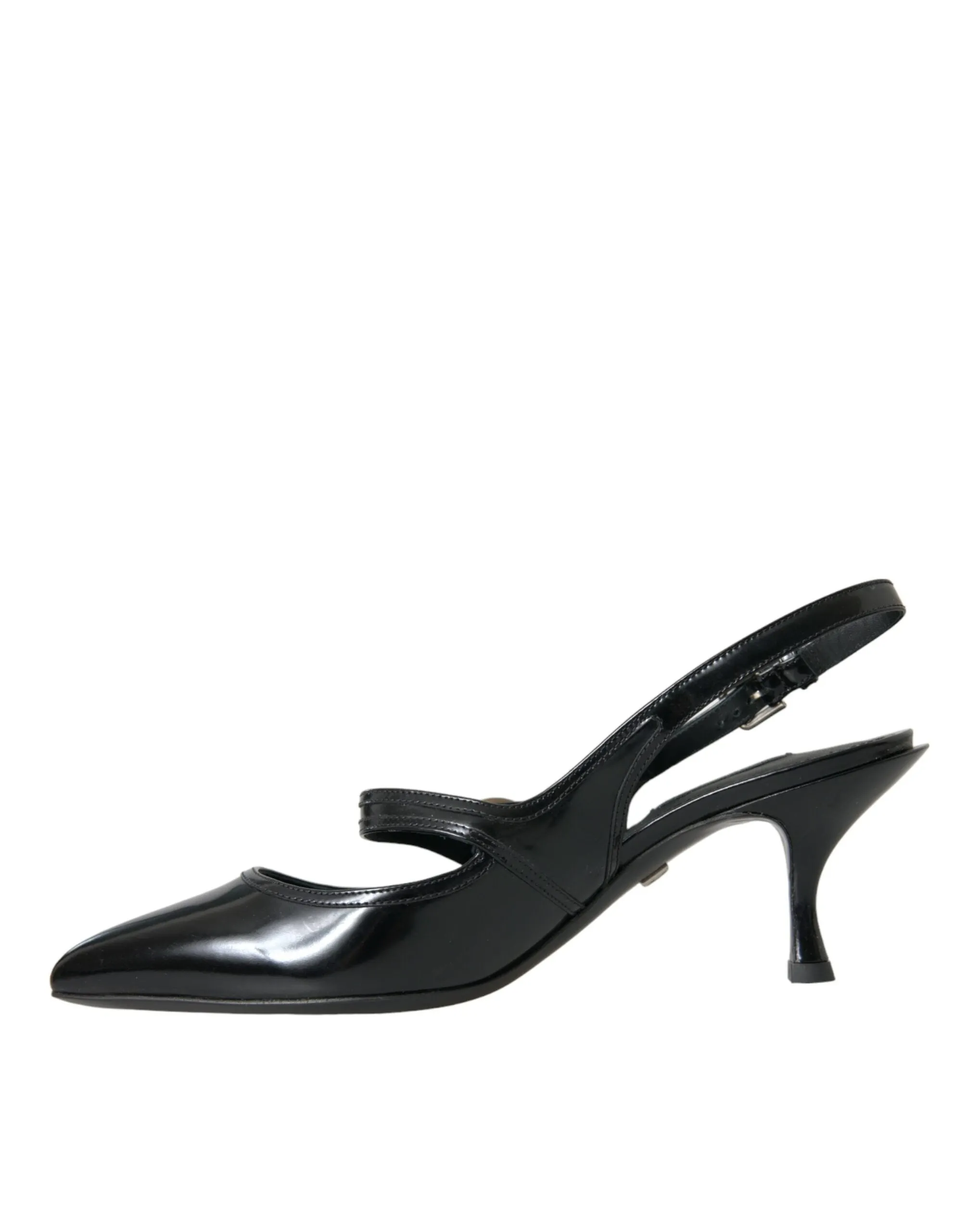 Dolce & Gabbana Black Leather Embellished Slingbacks Women's Shoes