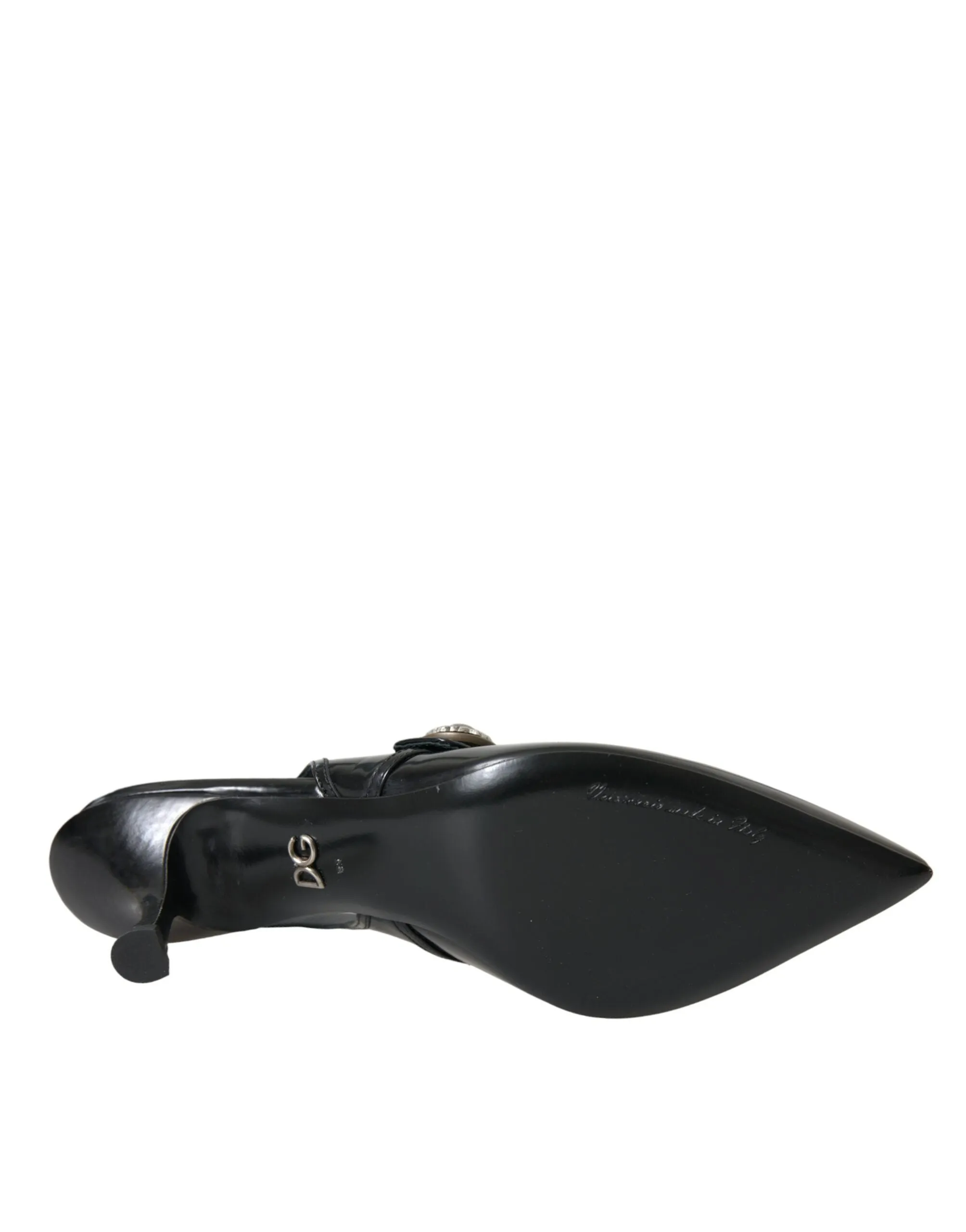 Dolce & Gabbana Black Leather Embellished Slingbacks Women's Shoes