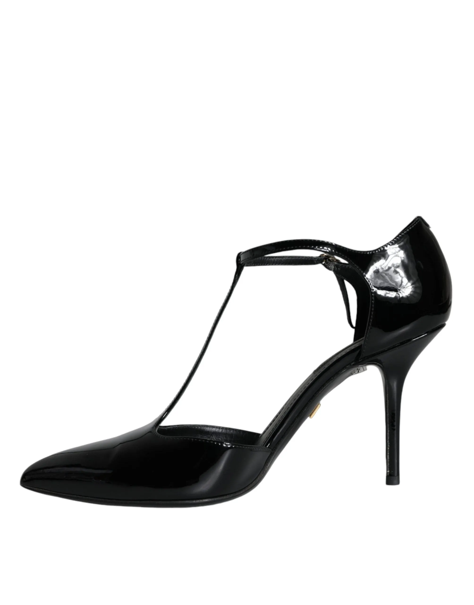 Dolce & Gabbana Black Patent Leather T-strap Heels Pumps Women's Shoes (Pre-Owned)