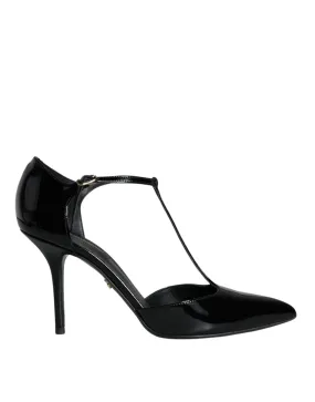 Dolce & Gabbana Black Patent Leather T-strap Heels Pumps Women's Shoes (Pre-Owned)