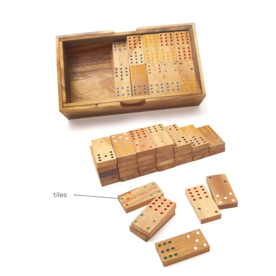 Dominoes Game wood Set 91 pieces Handmade Dominoes in Gift box