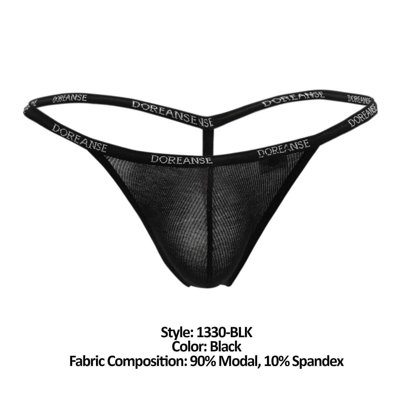 Doreanse 1330-BLK Ribbed Modal T-thong