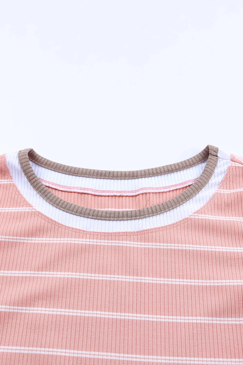 Extend Color Block Cuffs Rib Knit Striped Pullover