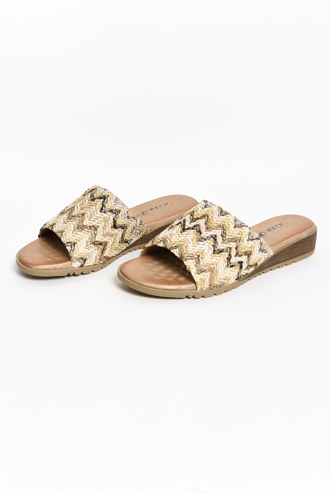 Ganni Natural Geo Raffia Slide