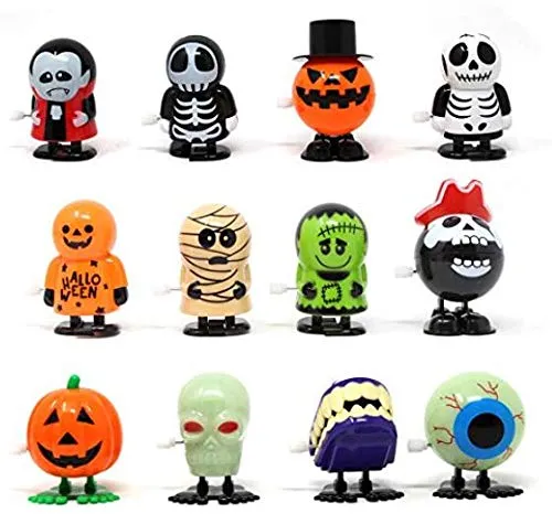 GARVEE Halloween Wind Up Toys for Kids - 12 Pack Novelty Halloween Toys, Pumpkin Ghost Skull Jumping Toys Party Favors Goody Bag Filler