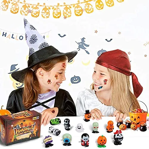 GARVEE Halloween Wind Up Toys for Kids - 12 Pack Novelty Halloween Toys, Pumpkin Ghost Skull Jumping Toys Party Favors Goody Bag Filler