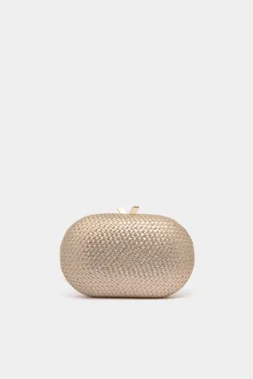 Gold Lucia Woven Oval Clutch