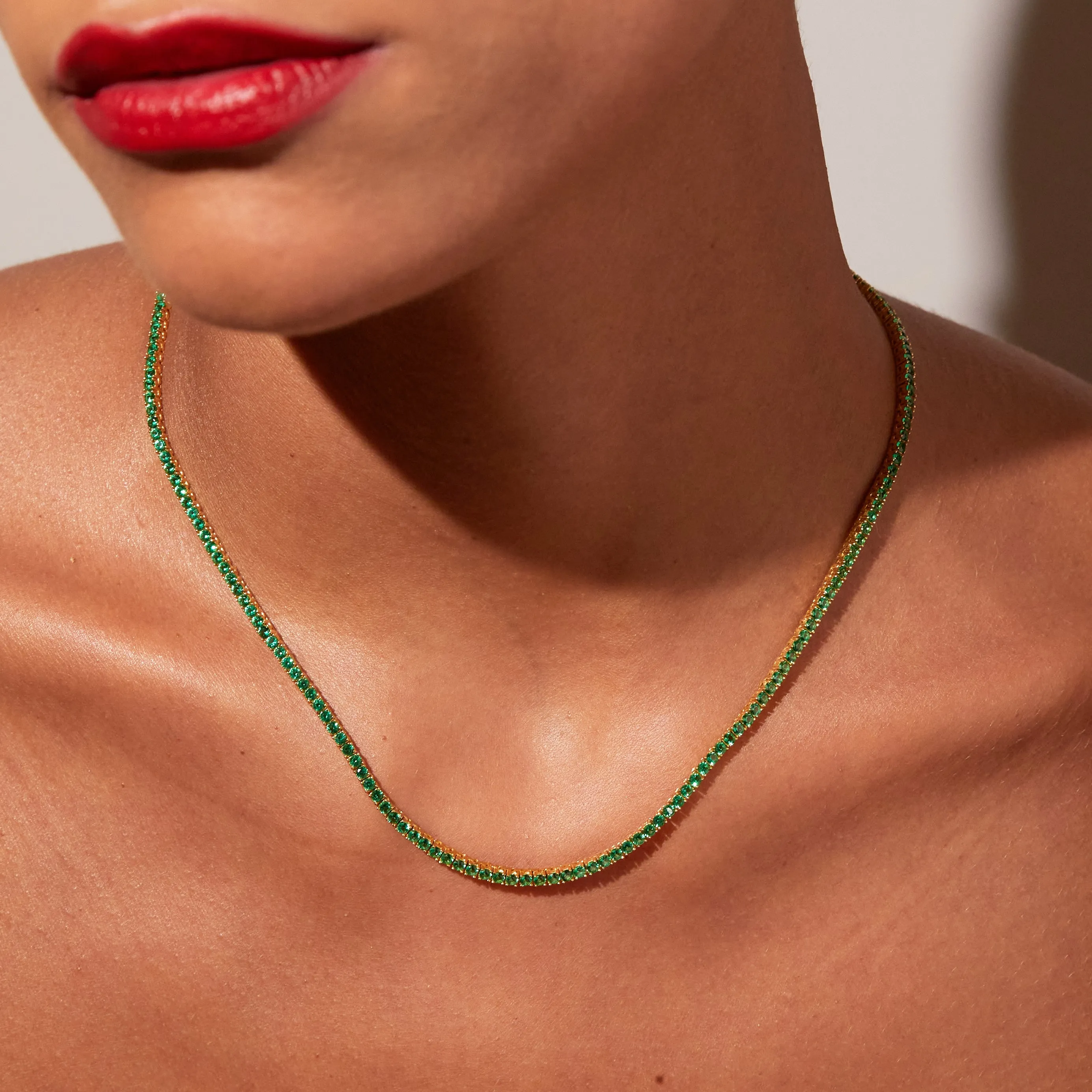 Green Emerald Tennis Necklace