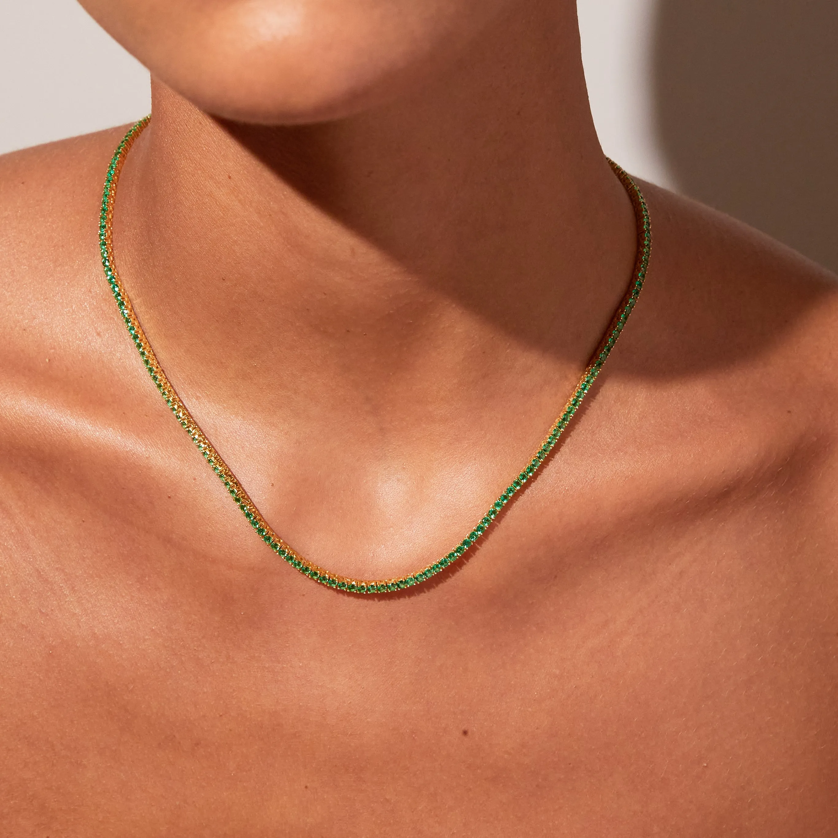 Green Emerald Tennis Necklace