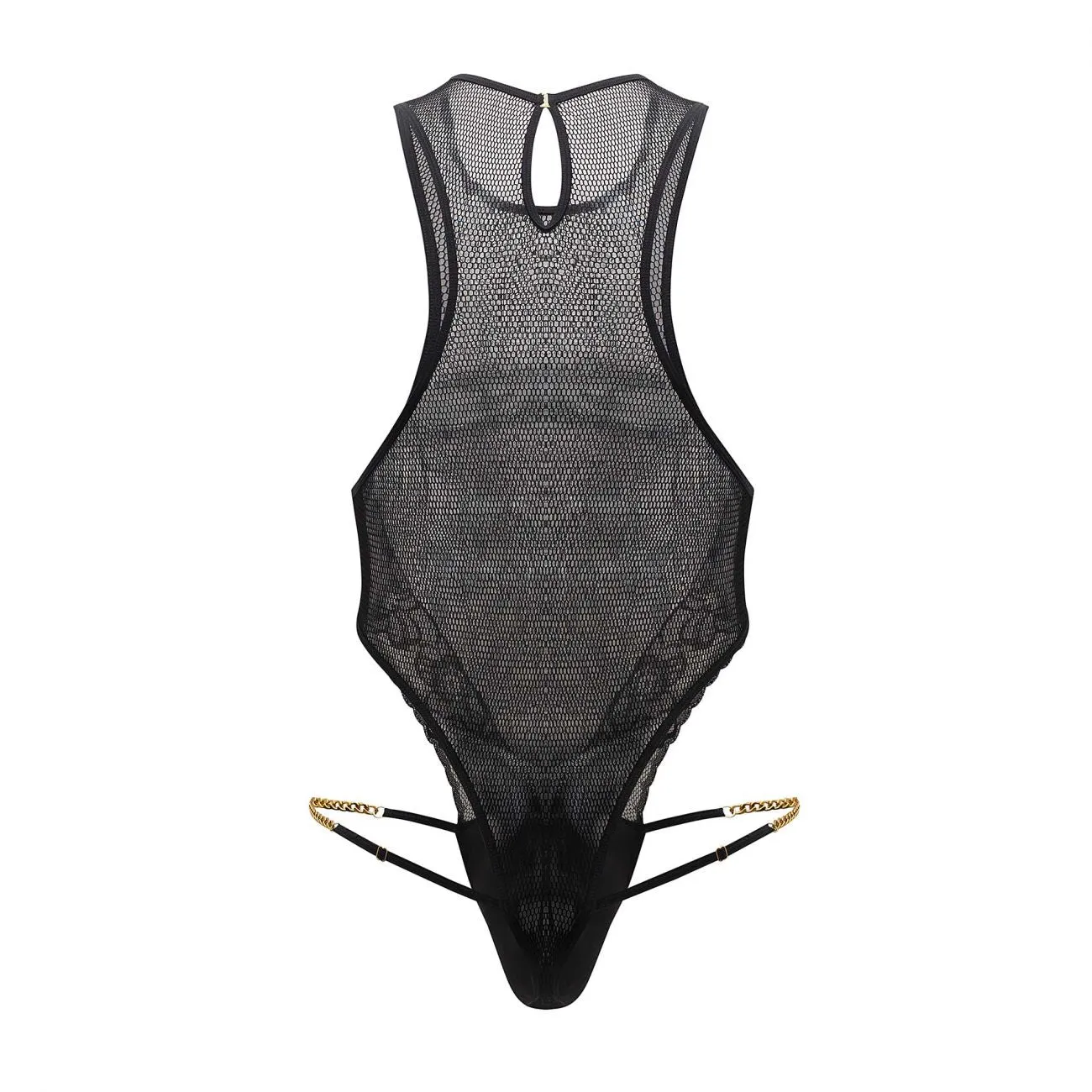 JCSTK - CandyMan 99584X Mesh-Lace Bodysuit Black Plus Sizes