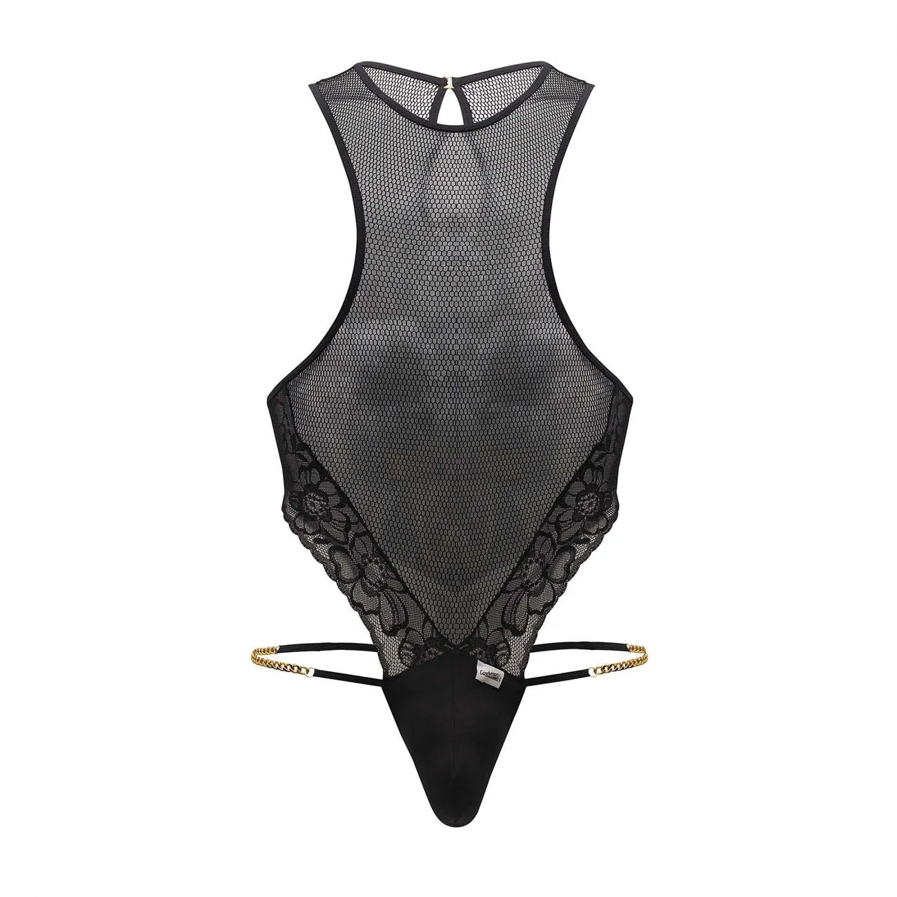 JCSTK - CandyMan 99584X Mesh-Lace Bodysuit Black Plus Sizes