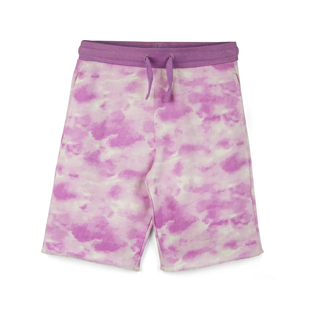 Kids Shorts: Organic Cotton Cloud Print Drawstring Shorts