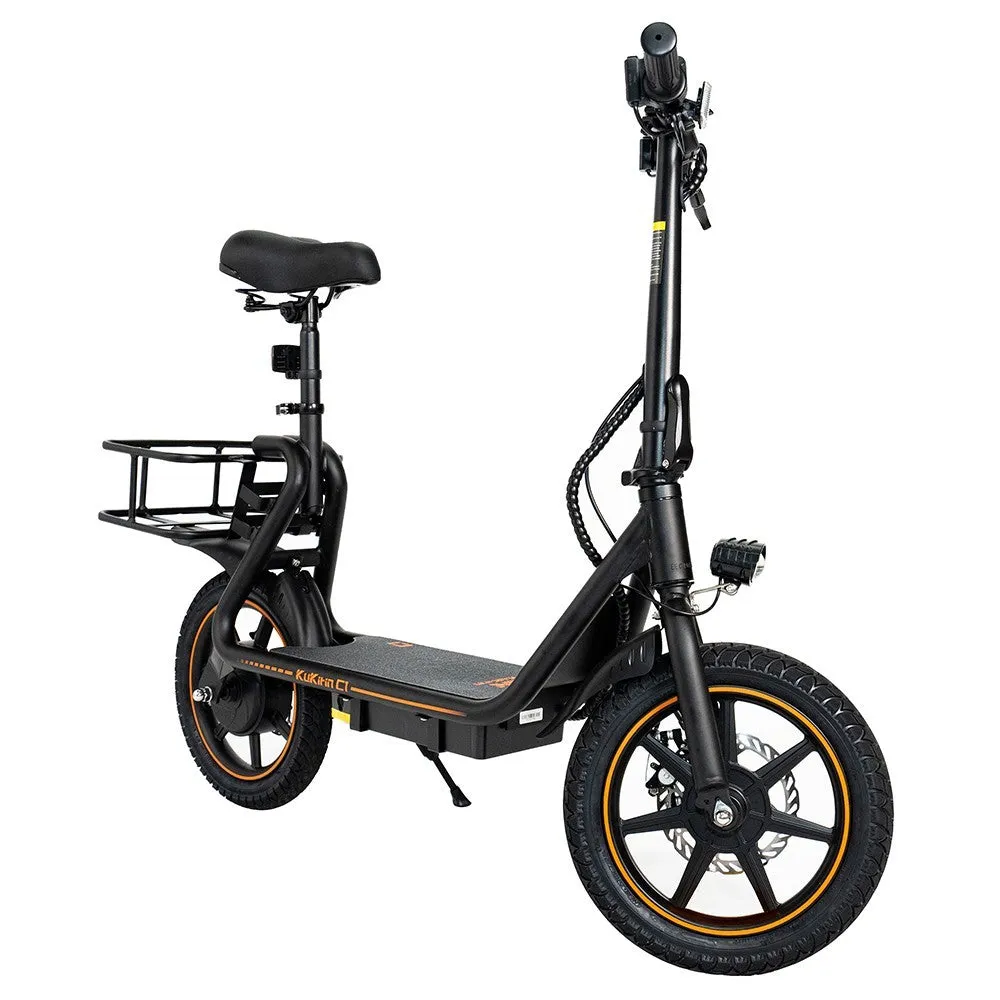 KuKirin C1 Electric Scooter with Rear Basket 14 Tire 350W Motor 48V 15Ah Battery