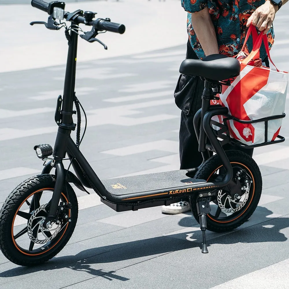 KuKirin C1 Electric Scooter with Rear Basket 14 Tire 350W Motor 48V 15Ah Battery