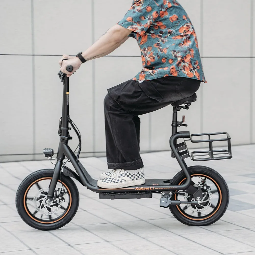 KuKirin C1 Electric Scooter with Rear Basket 14 Tire 350W Motor 48V 15Ah Battery