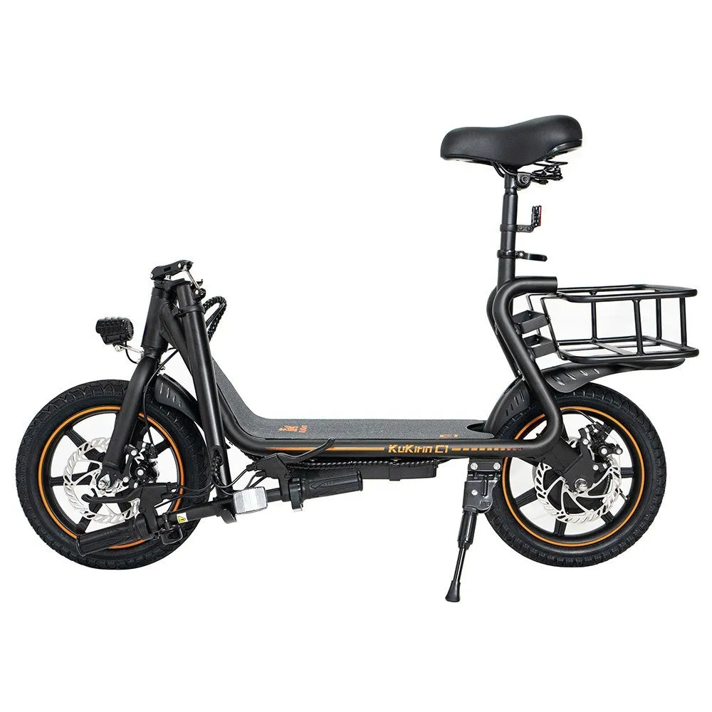 KuKirin C1 Electric Scooter with Rear Basket 14 Tire 350W Motor 48V 15Ah Battery