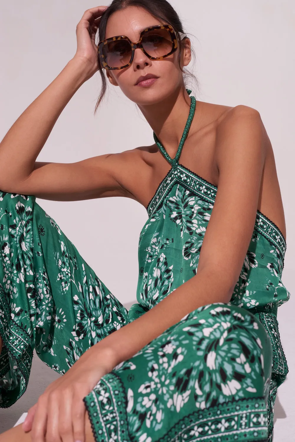 Long Jumpsuit Isabelle - Green Pivoine