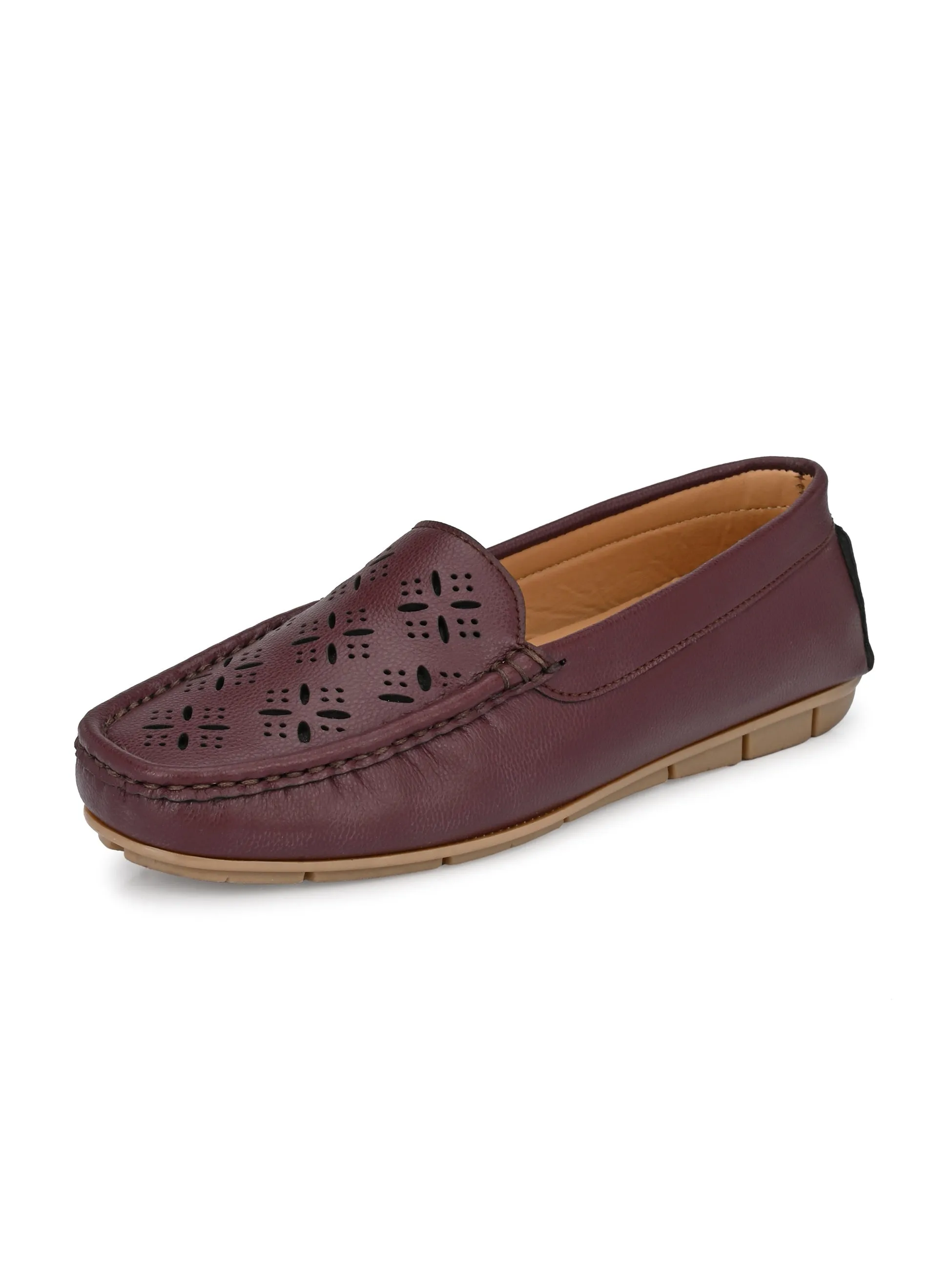 Maroon Majesty Cutout Moccasins For Women