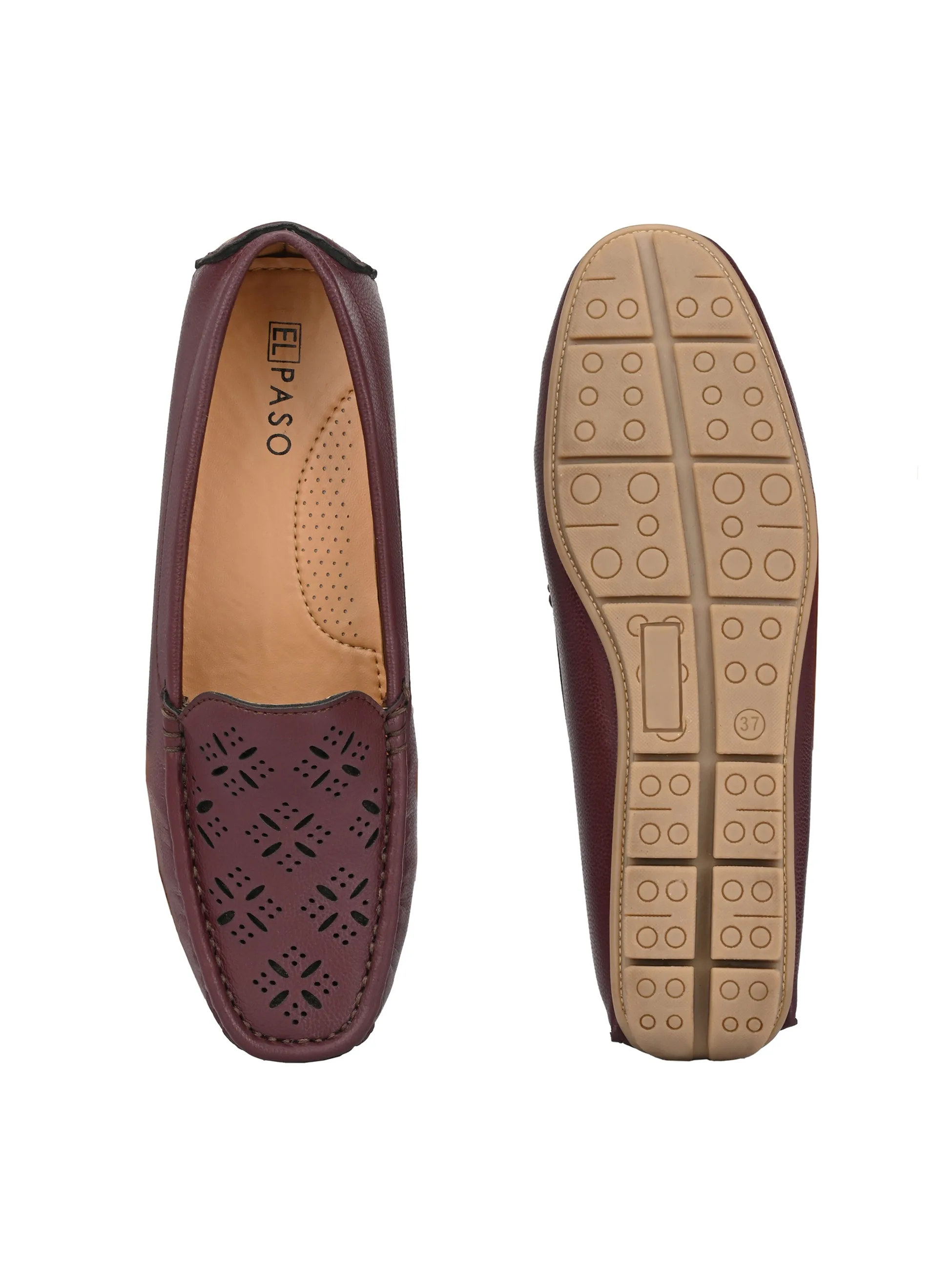 Maroon Majesty Cutout Moccasins For Women