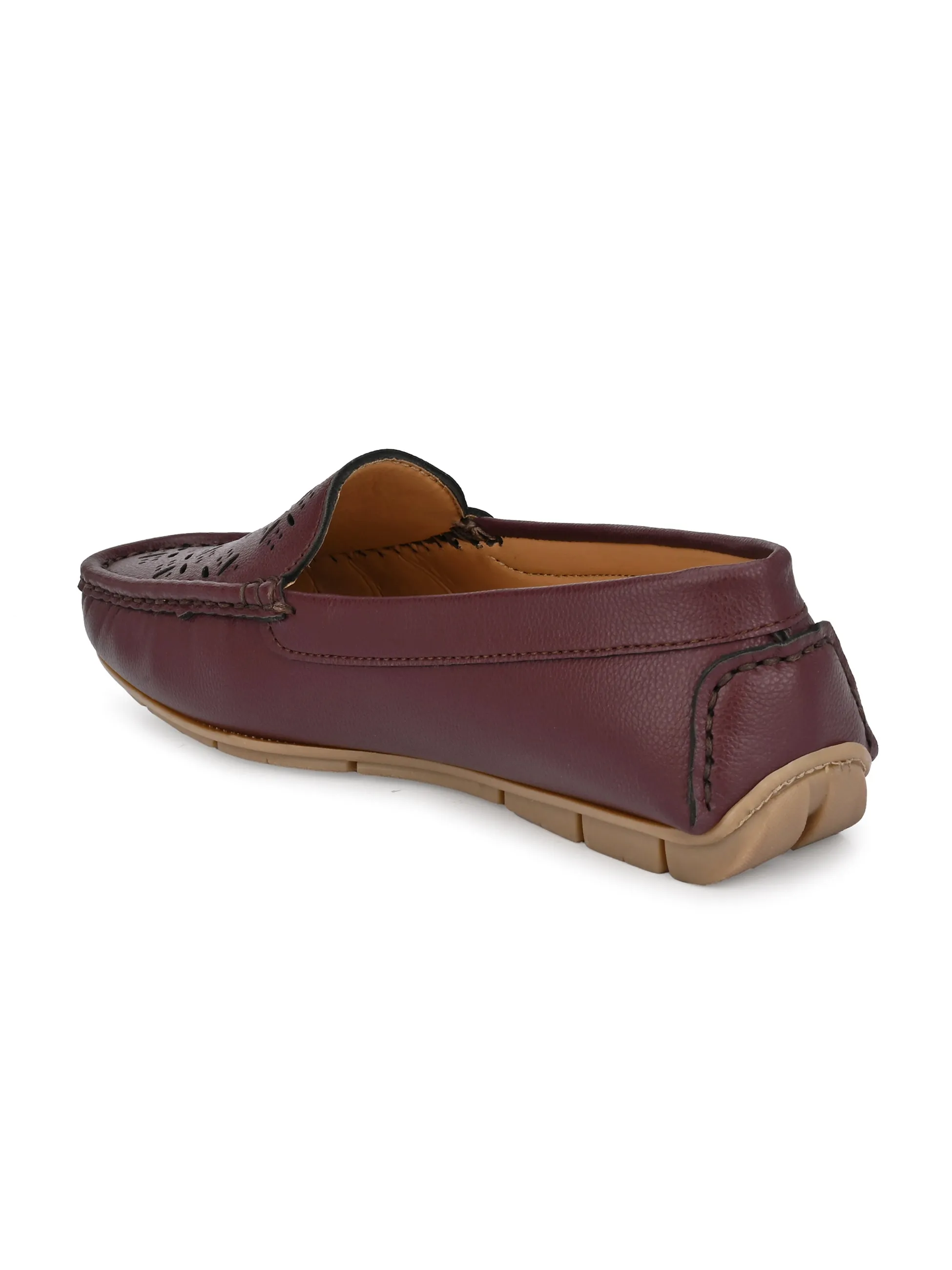 Maroon Majesty Cutout Moccasins For Women