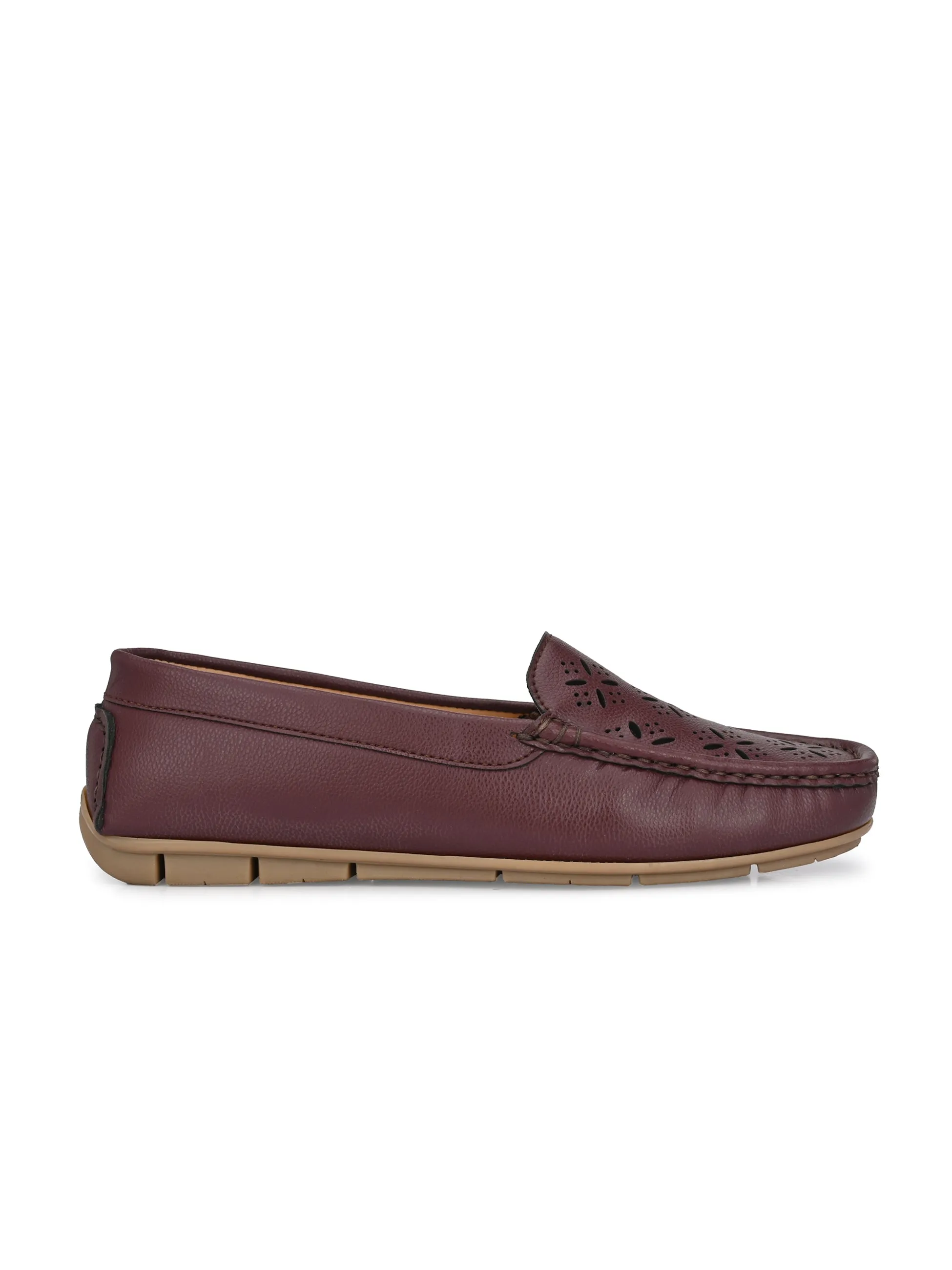 Maroon Majesty Cutout Moccasins For Women