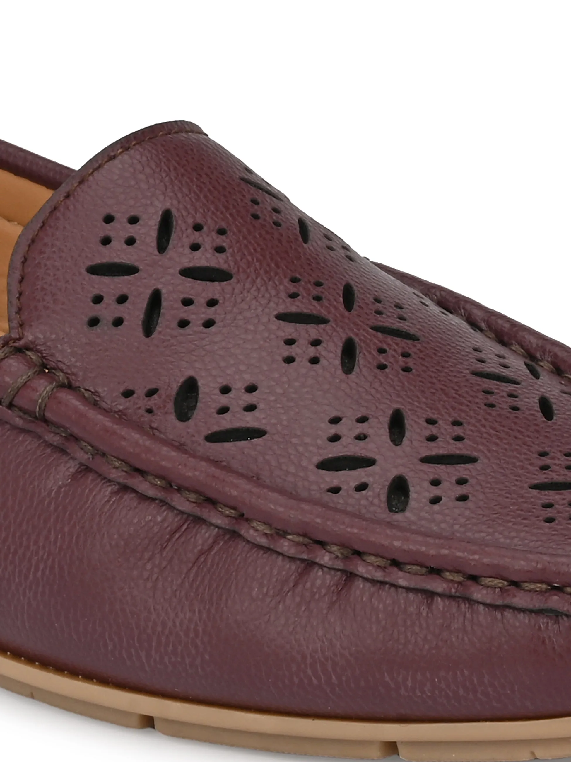 Maroon Majesty Cutout Moccasins For Women