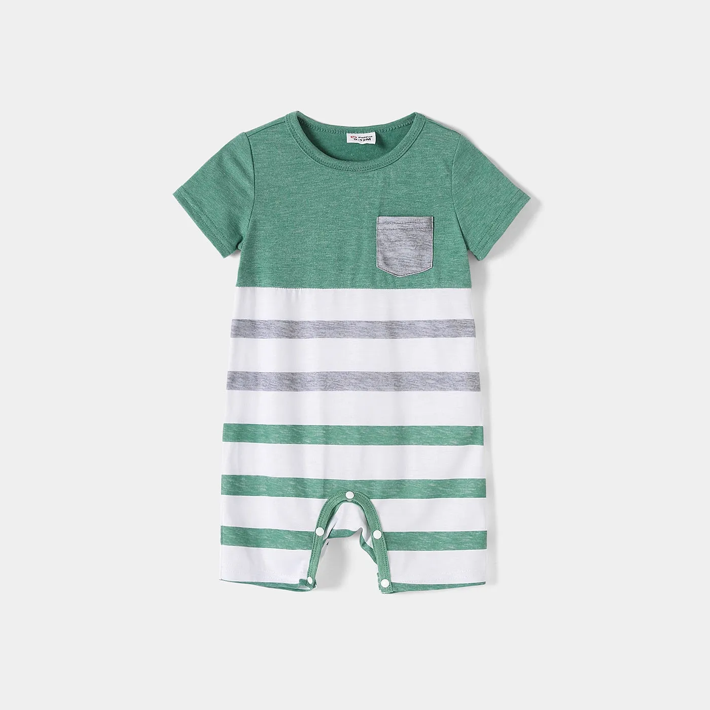 Matching Family Outfit - Green and White Lace Splice Stripes Look