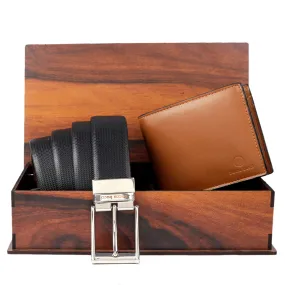 Men's Reversible Classic Dress belt with Italian smooth Genuine leather & Soft RFID Blocking Genuine Leather Wallet for Men