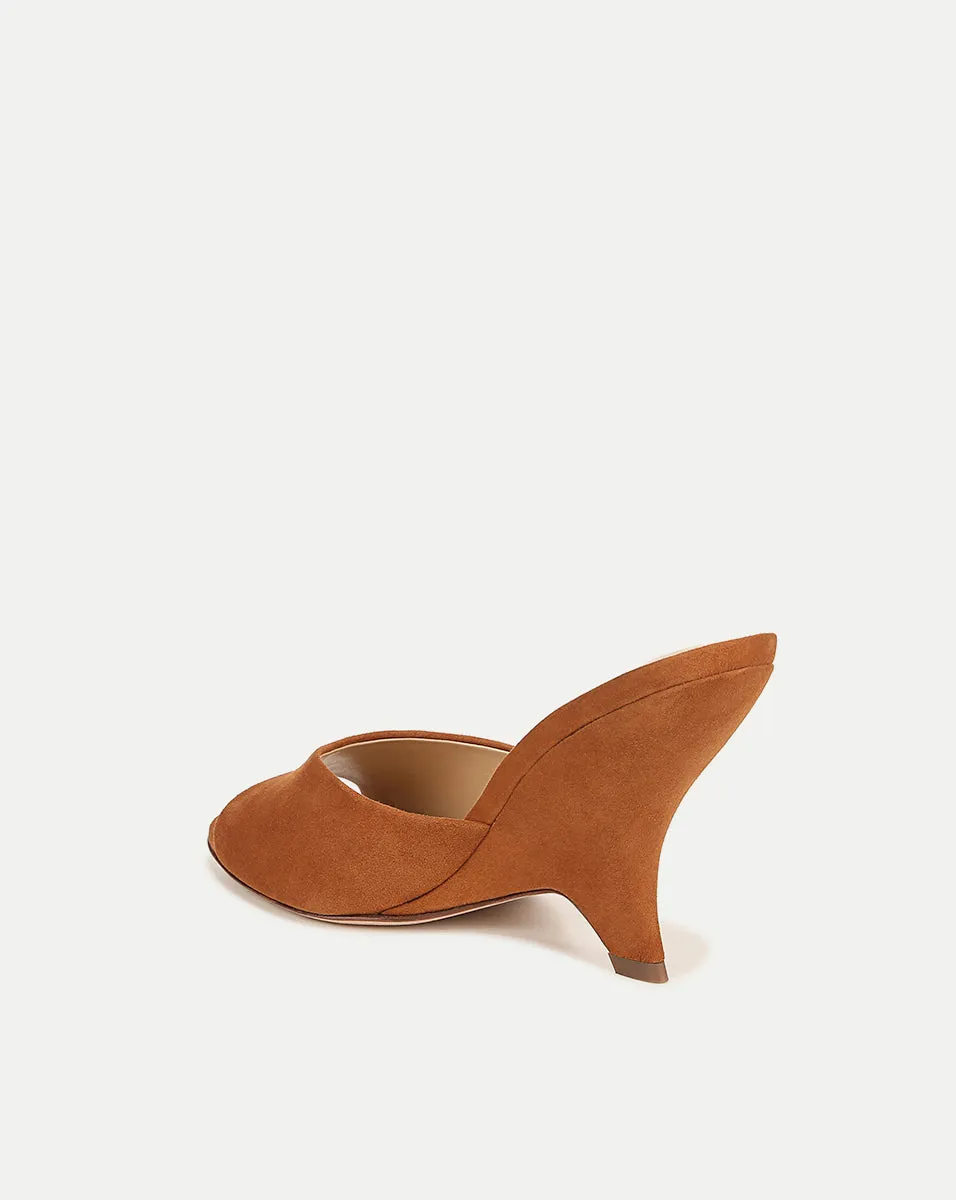 Mila Suede Sculpted Wedge Slide Sandal