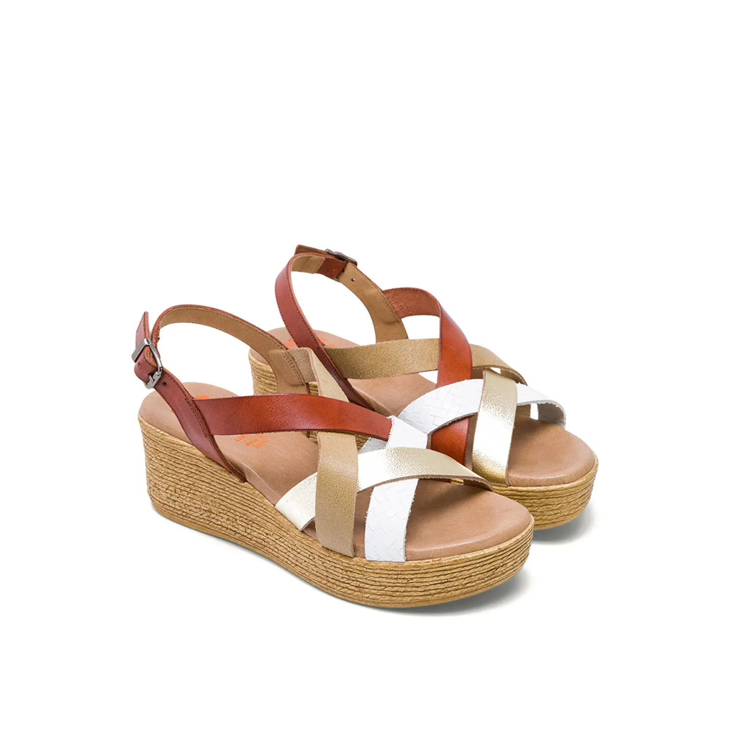 Multi-color Leather Wedge with Slingback