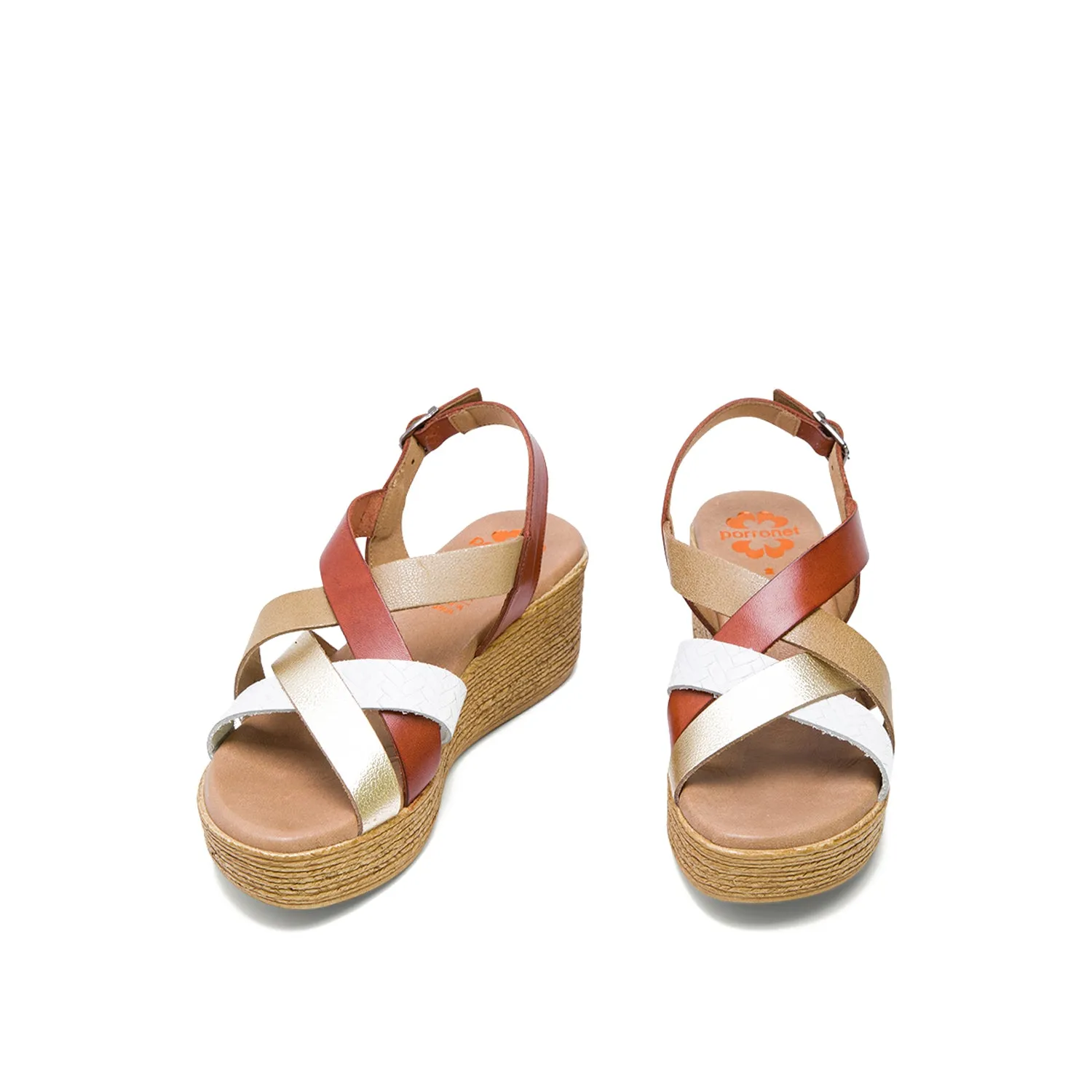 Multi-color Leather Wedge with Slingback