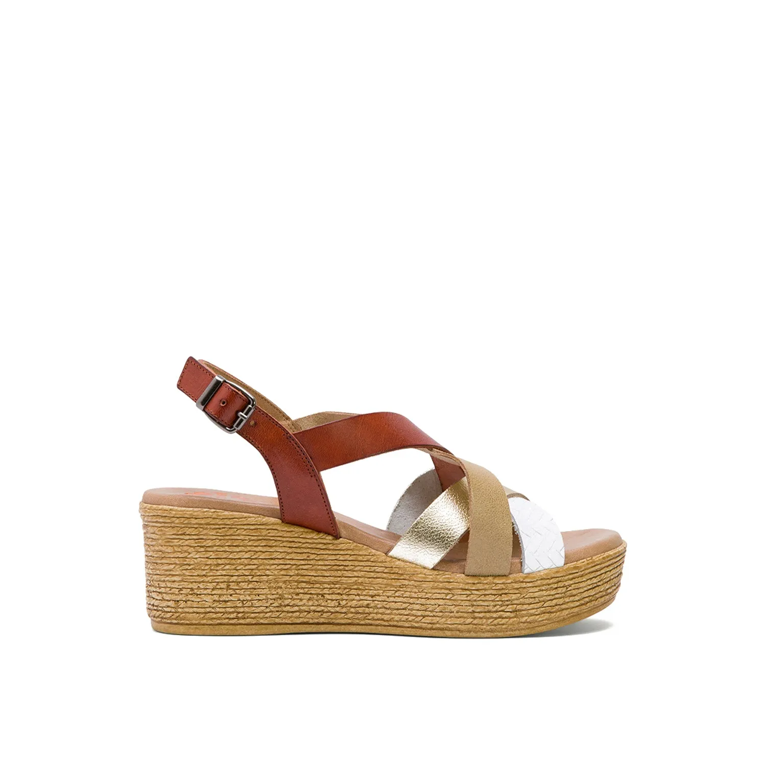 Multi-color Leather Wedge with Slingback