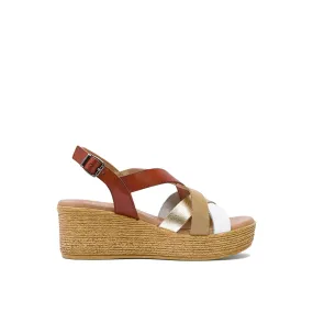 Multi-color Leather Wedge with Slingback