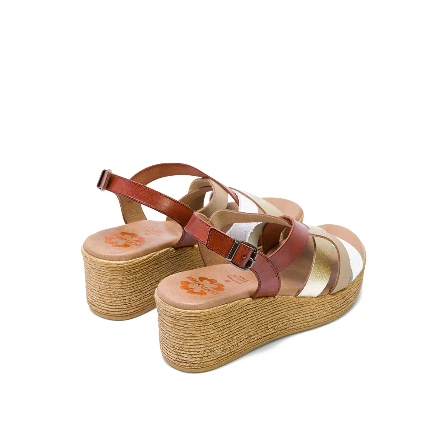 Multi-color Leather Wedge with Slingback