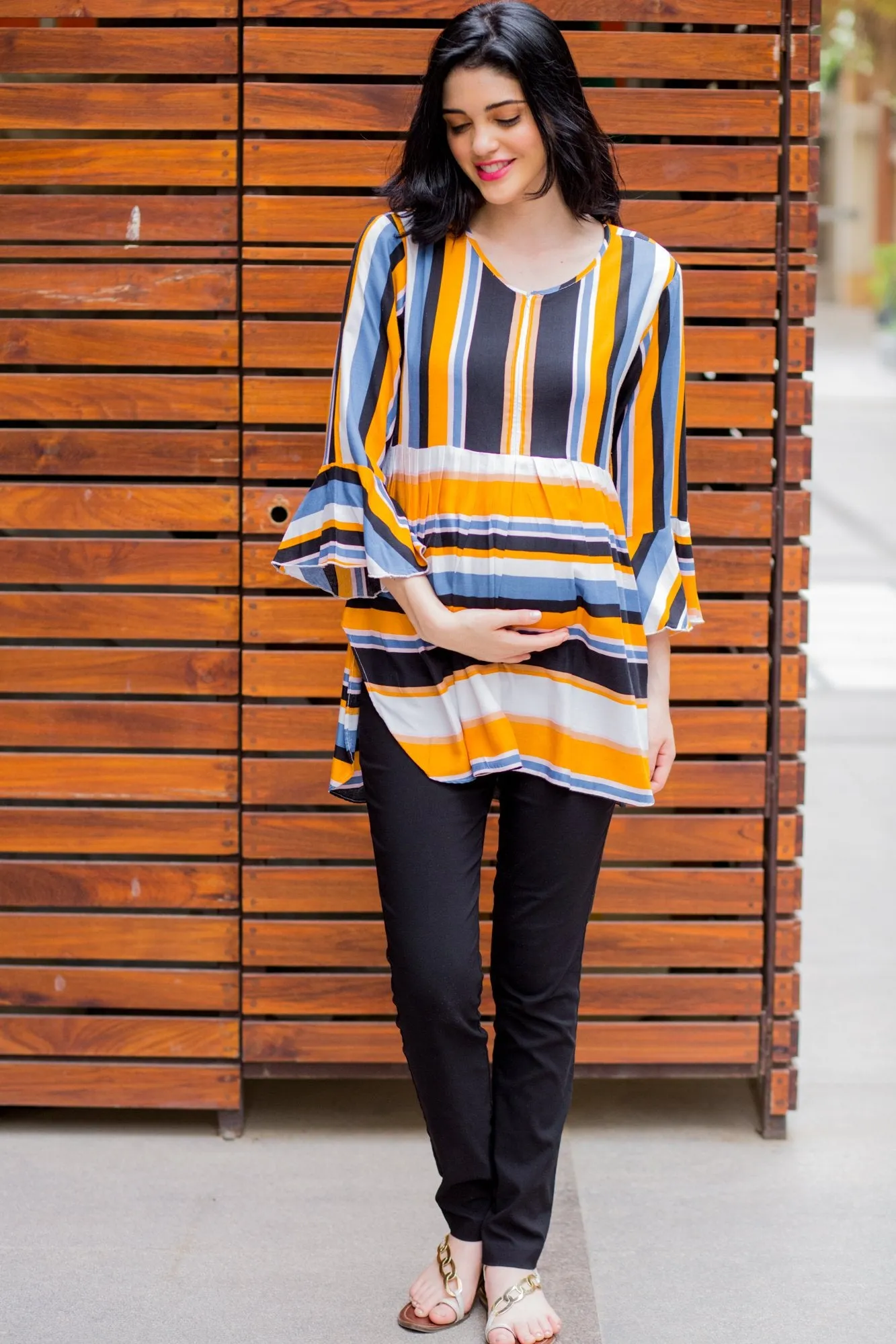 Multi Striped Nursing Top