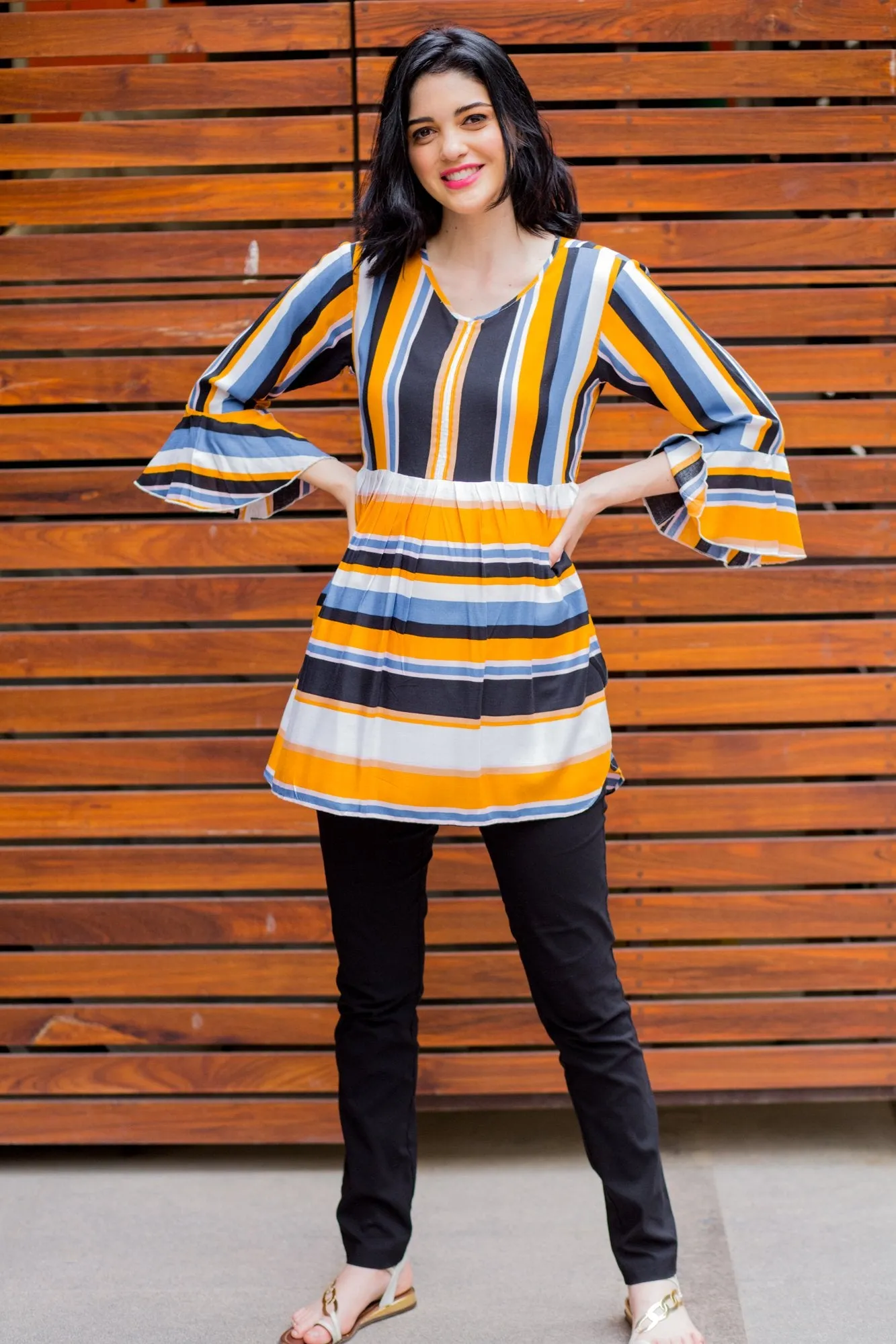 Multi Striped Nursing Top