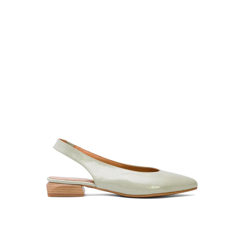 Pearl Green Leather Slingback Flats