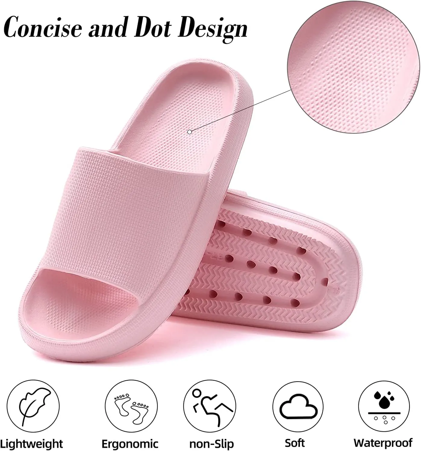 Pillow Slippers for Women and Men Thick Sole Cloud Bathroom Slippers Non-slip Quick Drying Spa Slippers Sandal Indoor & Outdoor