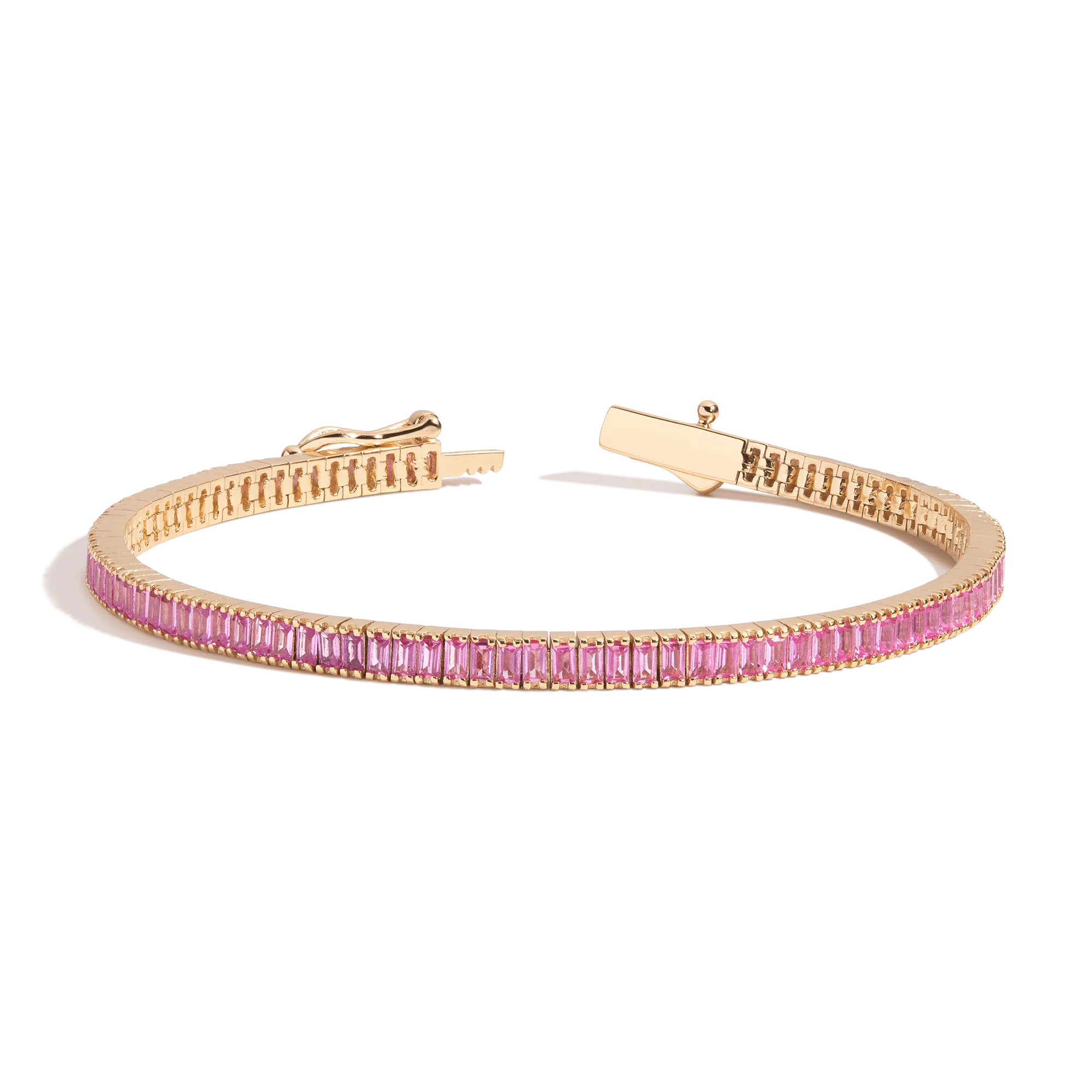 Pink Sapphire Baguette Tennis Bracelet