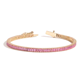 Pink Sapphire Baguette Tennis Bracelet