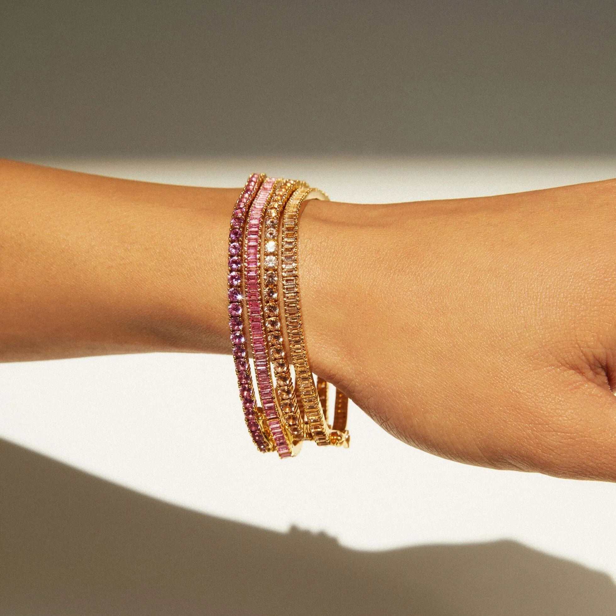 Pink Sapphire Baguette Tennis Bracelet